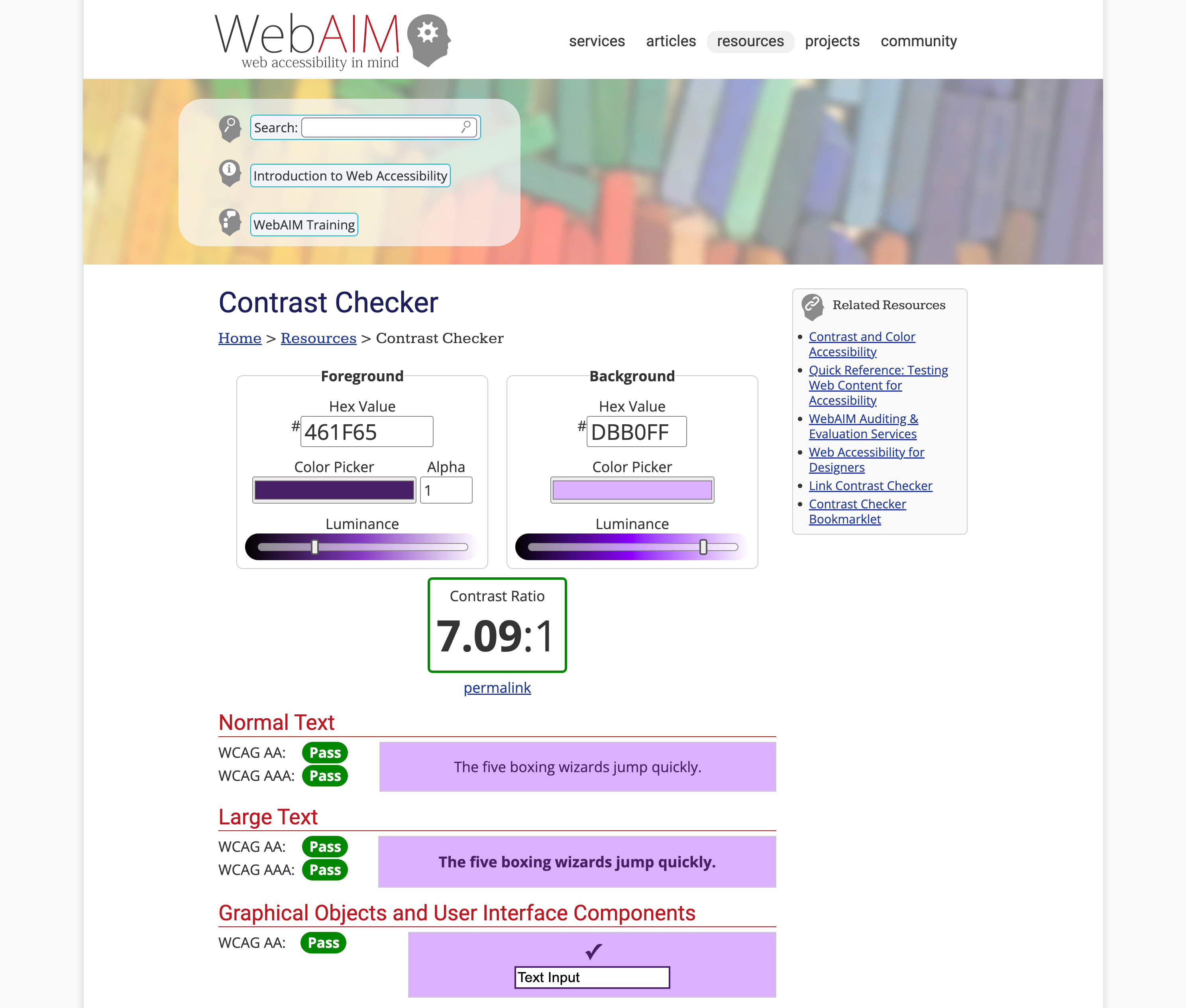 WebAIM Contrast Checker