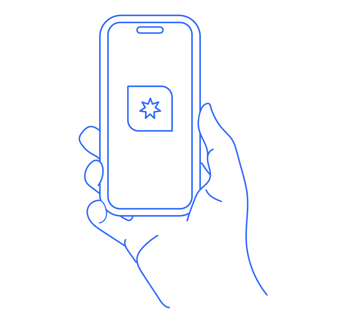 Illustration of a hand holding a mobile with govcms on the screen