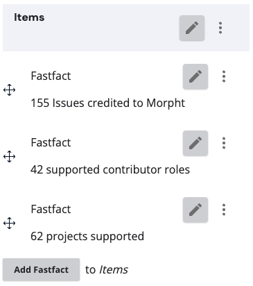 Fast facts item field screenshot