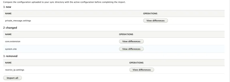 Screenshot of the Configuration Manager UI page