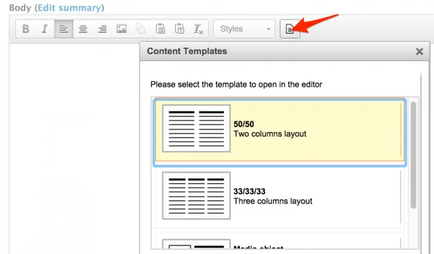 Creating custom templates in WYSIWYG