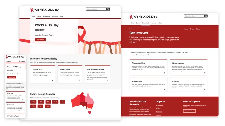 World AIDS day website screenshots