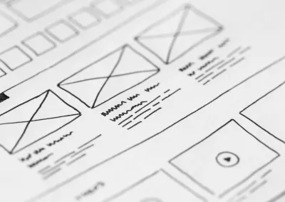 Wireframe mapping of a portion of a web page on paper