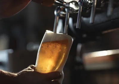 Beer poured from clean pipelines