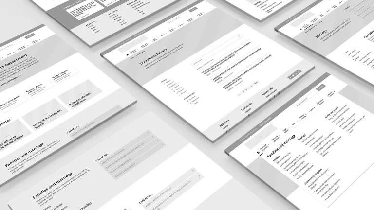 Example of website wireframes