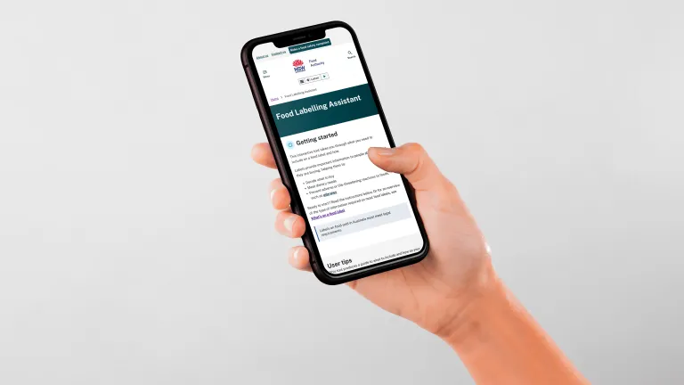 NSW food authority site on smart phone