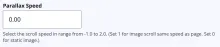 Parallax speed configuration field 