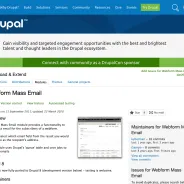 Screenshot of Drupal.org Webform Mass Email module page